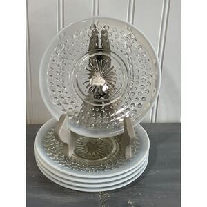 5pc Fenton Moonstone Hobnail Opalescent Glass 6.25" Bread and Butter Plates